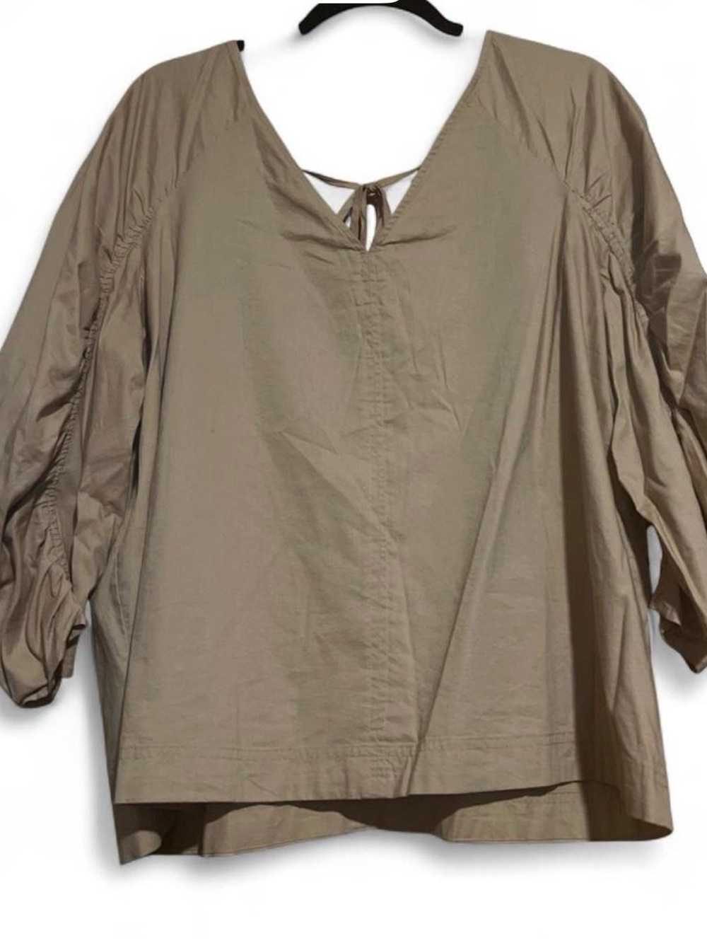 LOFT Taupe V-Neck Long Sleeve Blouse with Back Tie - make an offer!